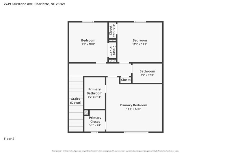 1,890/Mo, 2749 Fairstone Ave Charlotte, NC 28269 Floorplan View 2