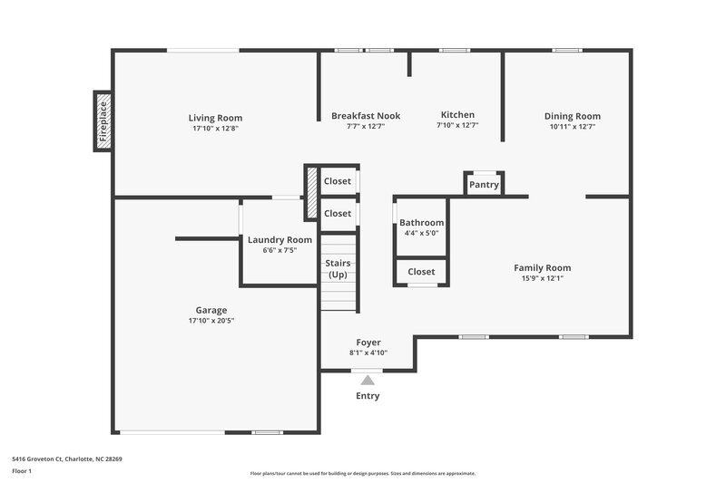 1,795/Mo, 5416 Groveton Ct Charlotte, NC 28269 Floor Plan View