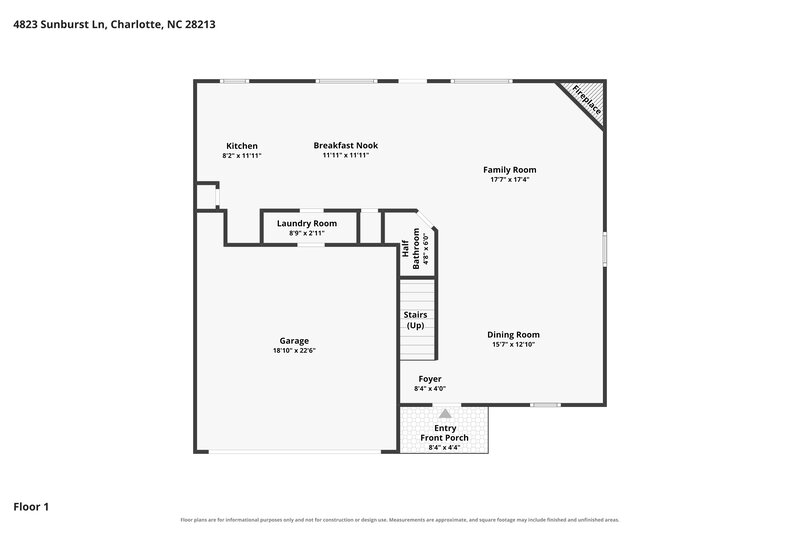 2,155/Mo, 4823 Sunburst Ln Charlotte, NC 28213 Floor Plan View