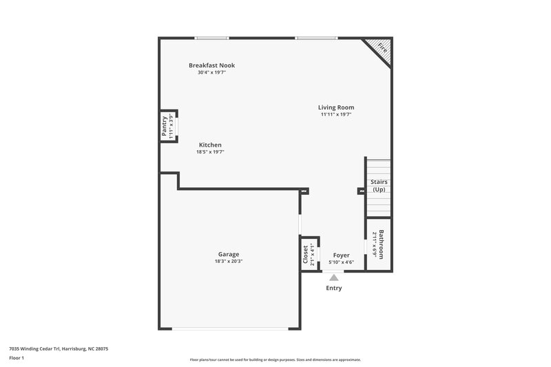 1,905/Mo, 7035 Winding Cedar Trl Harrisburg, NC 28075 Floor Plan View
