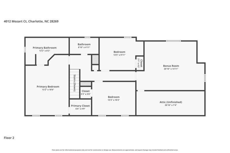 2,300/Mo, 4012 Mozart Ct Charlotte, NC 28269 Floorplan View 2