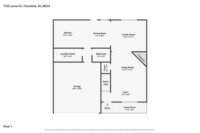 2,320/Mo, 1733 Larne Cir Charlotte, NC 28214 Floor Plan View