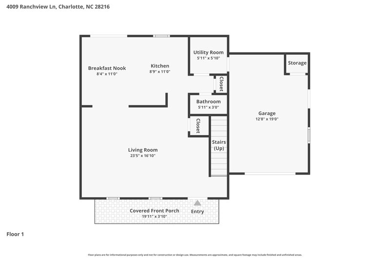 2,065/Mo, 4009 Ranchview Ln Charlotte, NC 28216 Floor Plan View