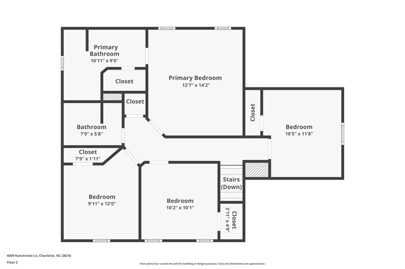1,975/Mo, 4009 Ranchview Ln Charlotte, NC 28216 Floor Plan View 2