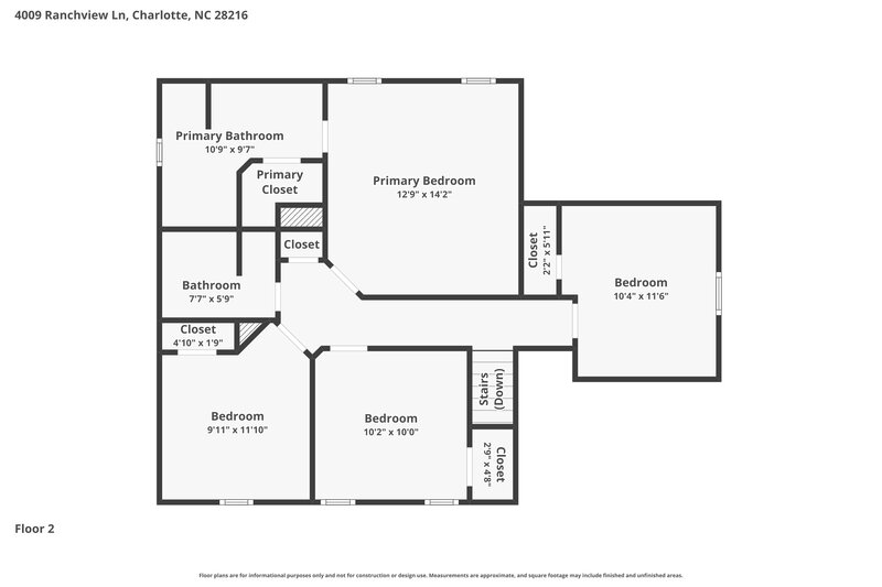 2,065/Mo, 4009 Ranchview Ln Charlotte, NC 28216 Floor Plan View 2