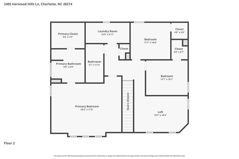 2,365/Mo, 2405 Harwood Hills Ln Charlotte, NC 28214 Floor Plan View 2