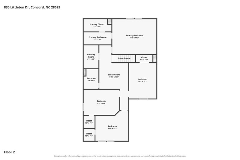 2,195/Mo, 830 Littleton Dr Concord, NC 28025 Floor Plan View 2