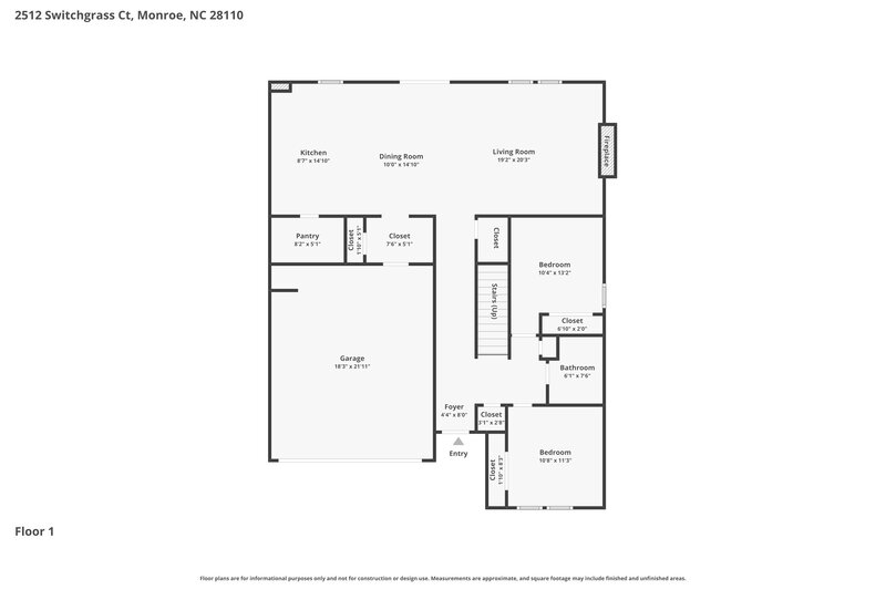 2,505/Mo, 2512 Switchgrass Ct Monroe, NC 28110 Floorplan View