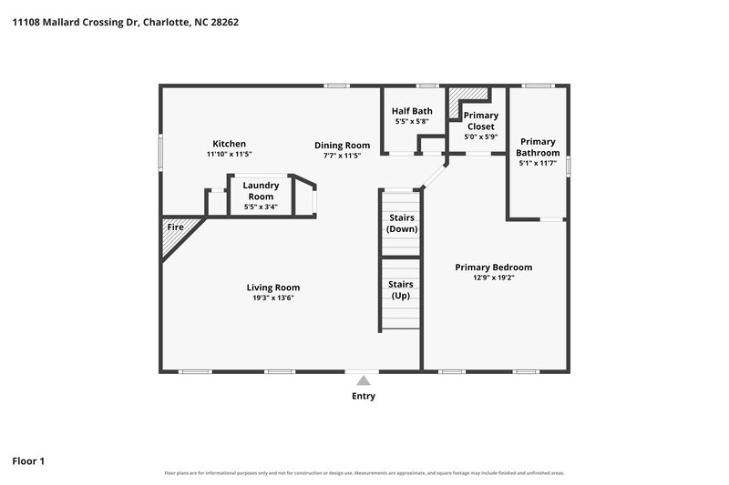 2,160/Mo, 11108 Mallard Crossing Dr Charlotte, NC 28262 Floorplan View 2