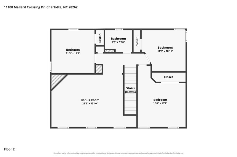 2,160/Mo, 11108 Mallard Crossing Dr Charlotte, NC 28262 Floorplan View 3