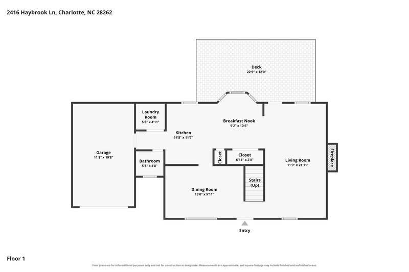 1,825/Mo, 2416 Haybrook Ln Charlotte, NC 28262 Floor Plan View