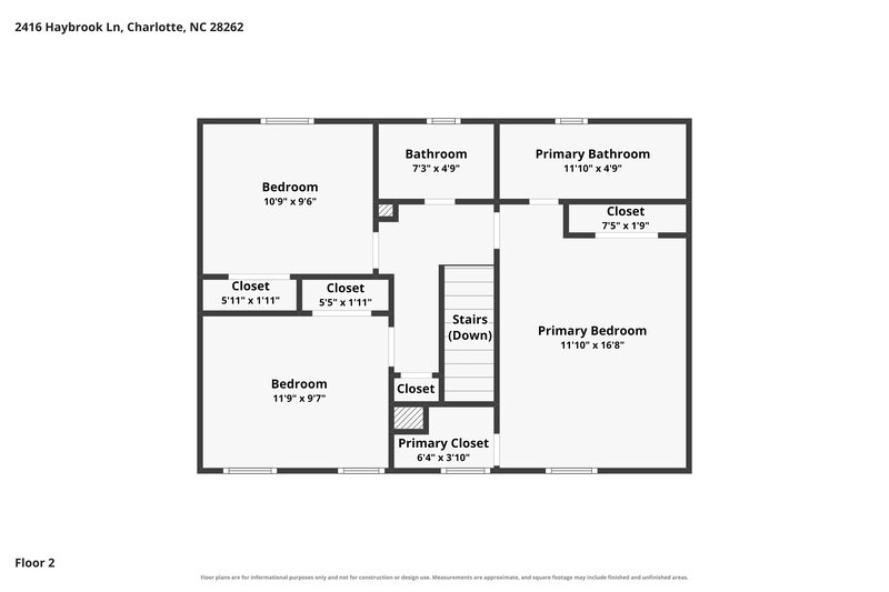 1,825/Mo, 2416 Haybrook Ln Charlotte, NC 28262 Floor Plan View 2