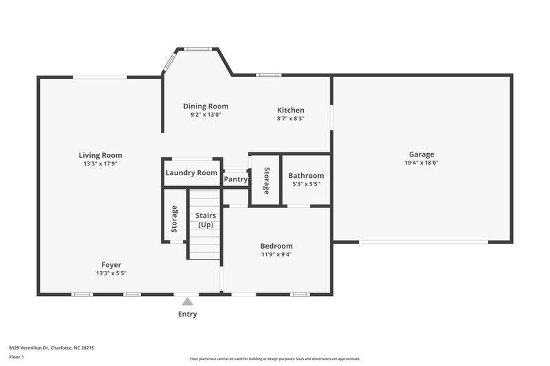 1,890/Mo, 8129 Vermilion Dr Charlotte, NC 28215 Floor Plan View