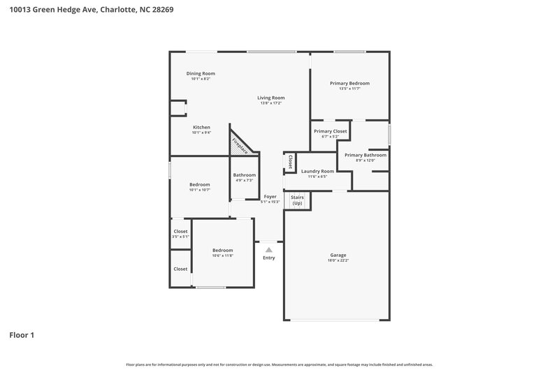 1,915/Mo, 10013 Green Hedge Ave Charlotte, NC 28269 Floor Plan View
