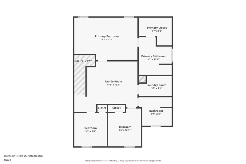 1,840/Mo, 9623 Paper Tree Rd Charlotte, NC 28227 Floor Plan View