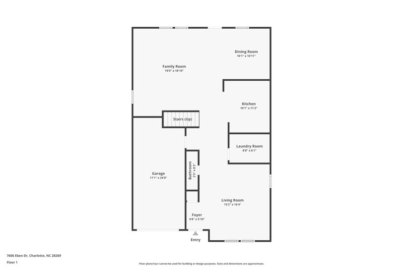 1,950/Mo, 7606 Eben Dr Charlotte, NC 28269 Floor Plan View