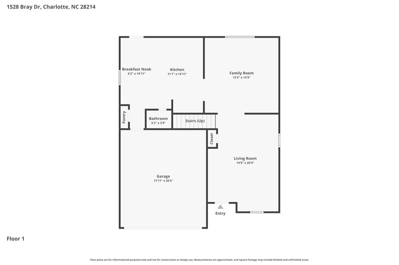 1,970/Mo, 1528 Bray Dr Charlotte, NC 28214 Floor Plan View