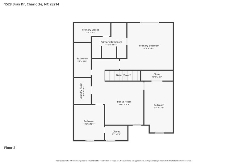 1,970/Mo, 1528 Bray Dr Charlotte, NC 28214 Floor Plan View 2