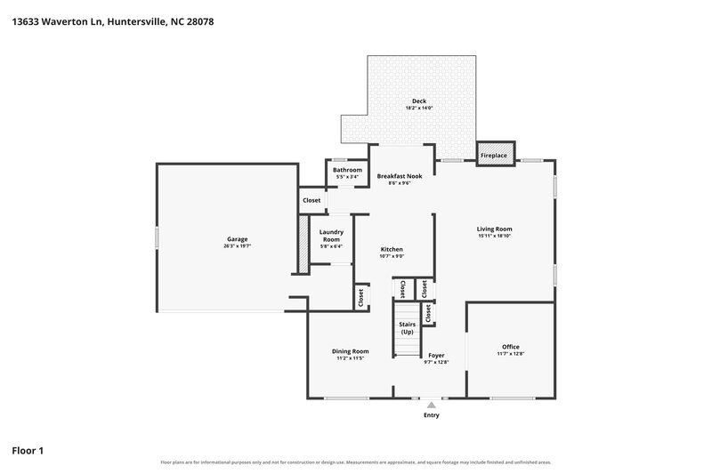 2,460/Mo, 13633 Waverton Ln Huntersville, NC 28078 Floor Plan View