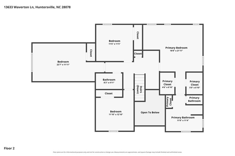 2,460/Mo, 13633 Waverton Ln Huntersville, NC 28078 Floor Plan View 2