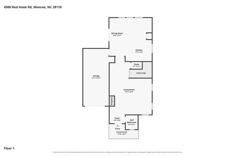 1,925/Mo, 4500 Red Hook Rd Monroe, NC 28110 Floor Plan View