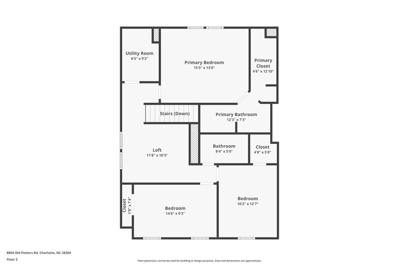 1,810/Mo, 8804 Old Potters Rd Charlotte, NC 28269 Floor Plan View 2