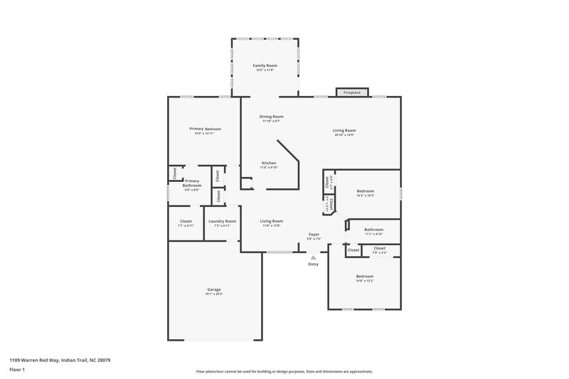 2,300/Mo, 1109 Warren Red Way Indian Trail, NC 28079 Floor Plan View