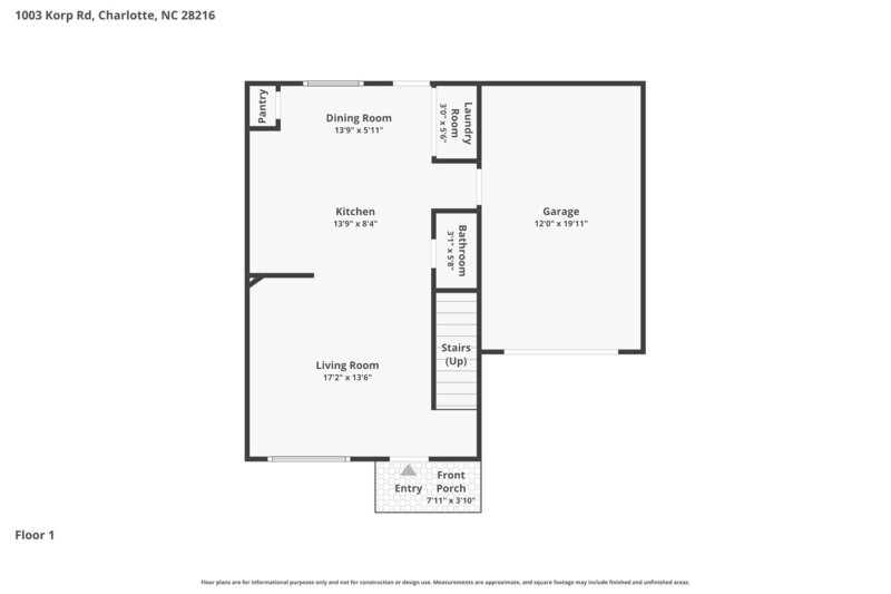 1,710/Mo, 1003 Korp Rd Charlotte, NC 28216 Floorplan View