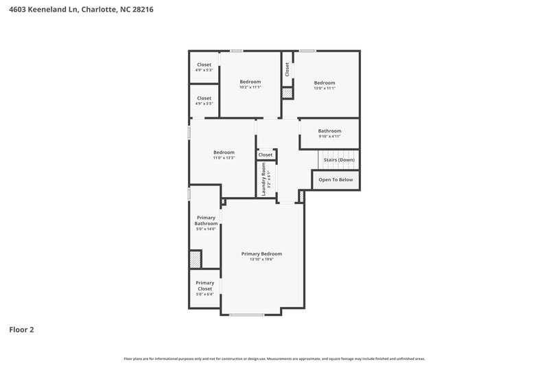 2,185/Mo, 4603 Keeneland Ln Charlotte, NC 28216 Floor Plan View 2