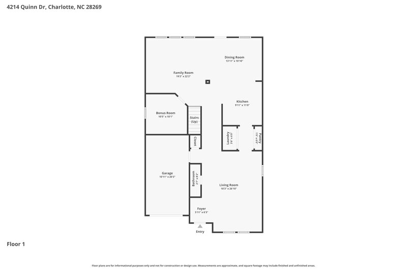 2,215/Mo, 4214 Quinn Dr Charlotte, NC 28269 Floor Plan View