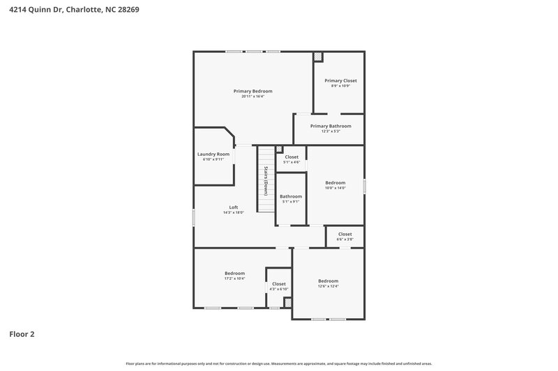 2,215/Mo, 4214 Quinn Dr Charlotte, NC 28269 Floor Plan View 2