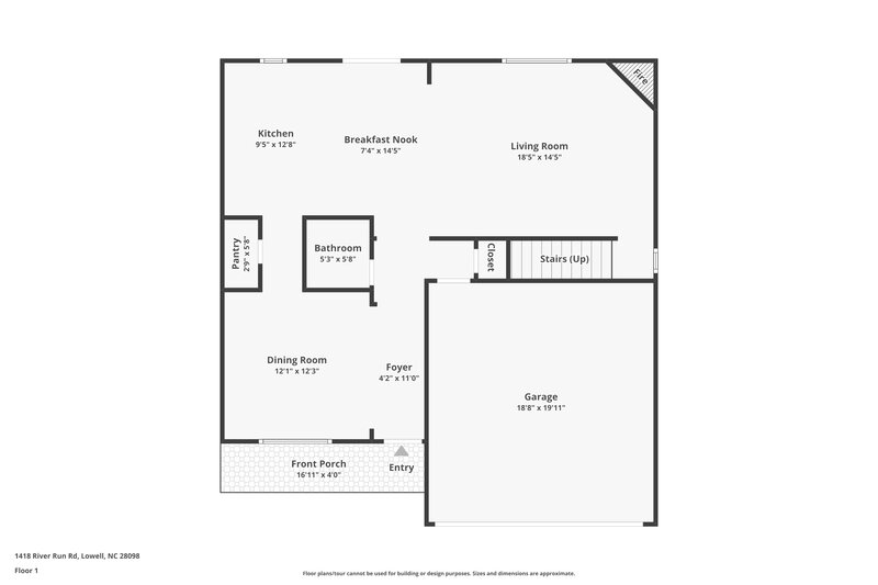 2,030/Mo, 1418 River Run Rd Lowell, NC 28098 Floor Plan View