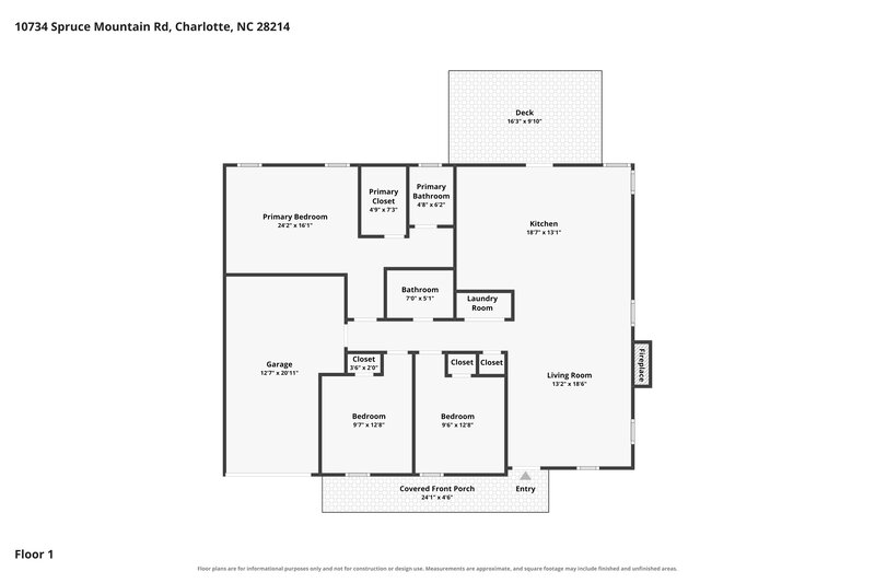 1,875/Mo, 10734 Spruce Mountain Rd Charlotte, NC 28214 Floor Plan View