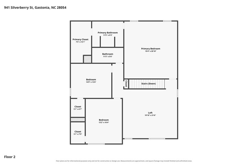 2,220/Mo, 941 Silverberry St Gastonia, NC 28054 Floor Plan View 2