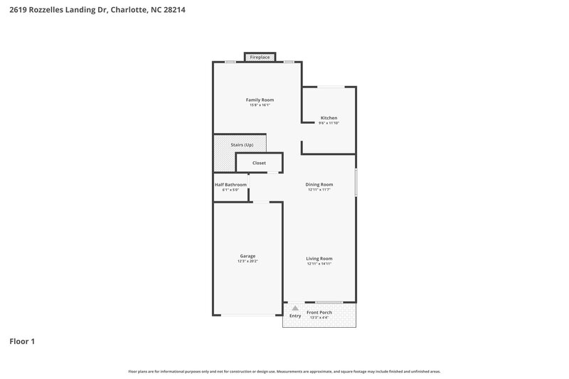 1,945/Mo, 2619 Rozzelles Landing Dr Charlotte, NC 28214 Floorplan View