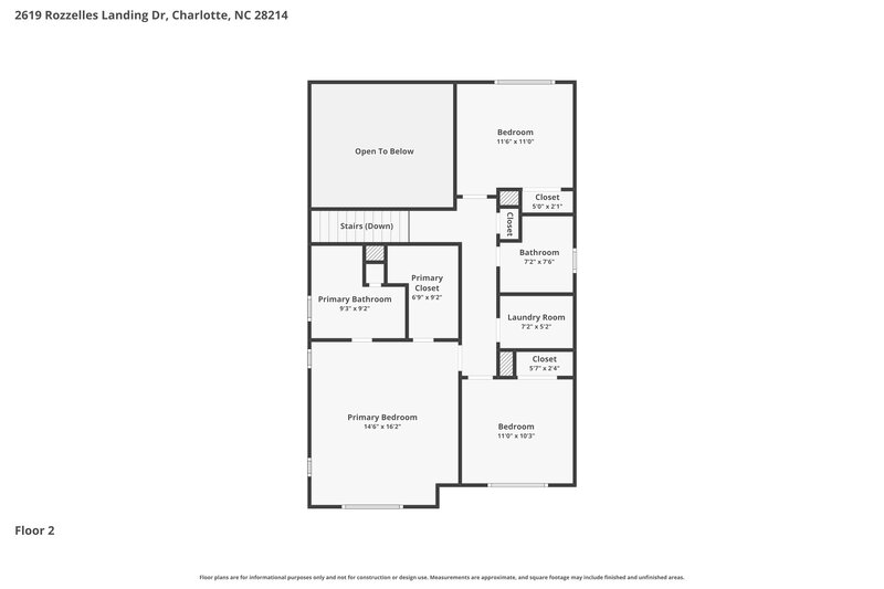 1,945/Mo, 2619 Rozzelles Landing Dr Charlotte, NC 28214 Floorplan View 2