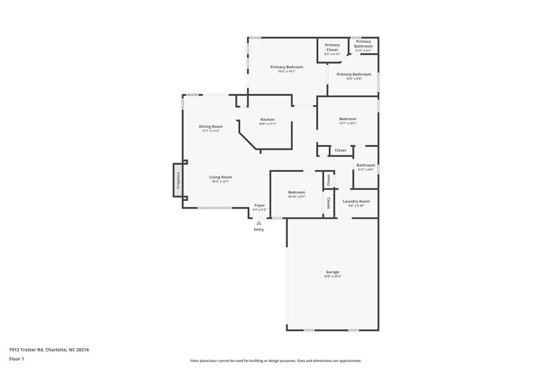 1,810/Mo, 7912 Trotter Rd Charlotte, NC 28216 Floor Plan View