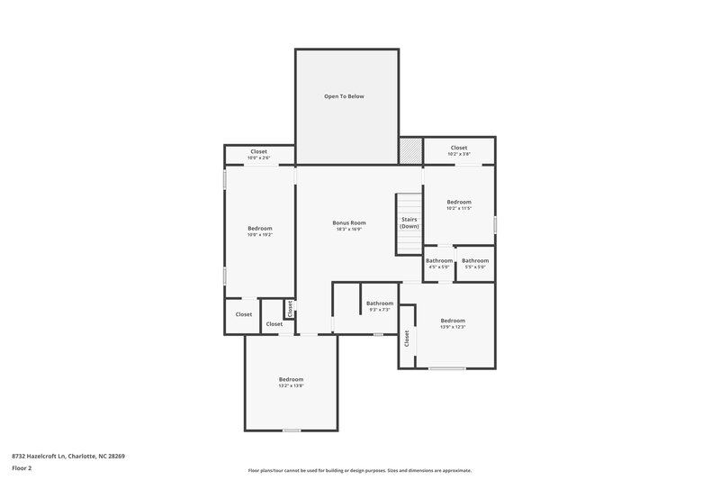 2,515/Mo, 8732 Hazelcroft Ln Charlotte, NC 28269 Floor Plan View 2