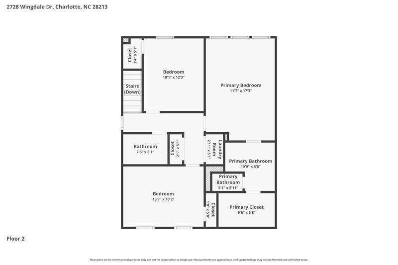 2,200/Mo, 2728 Wingdale Dr Charlotte, NC 28213 Floor Plan View 2