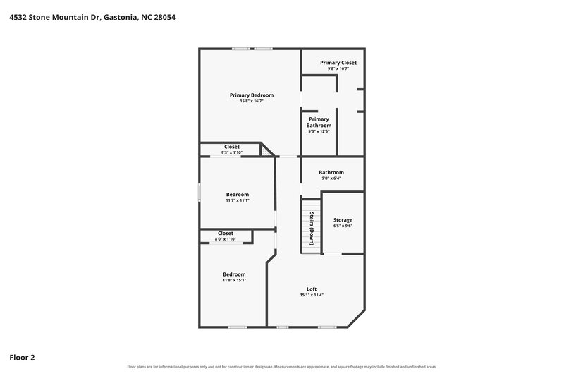 1,850/Mo, 4532 Stone Mountain Dr Gastonia, NC 28054 Floor Plan View 2