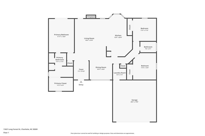 2,880/Mo, 11621 Long Forest Dr Charlotte, NC 28269 Floor Plan View