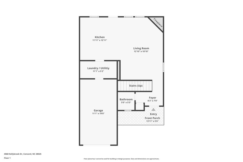 1,760/Mo, 4068 Kellybrook Drive Concord, NC 28025 Floor Plan View