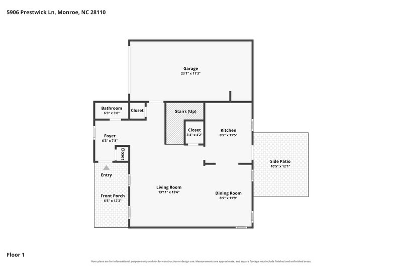 1,975/Mo, 5906 Prestwick Lane Monroe, NC 28110 Floorplan View