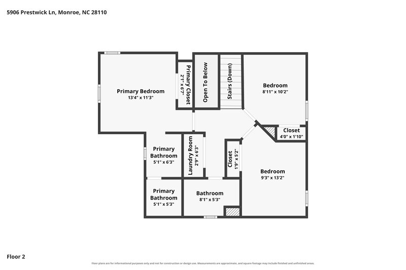 1,975/Mo, 5906 Prestwick Lane Monroe, NC 28110 Floorplan View 2