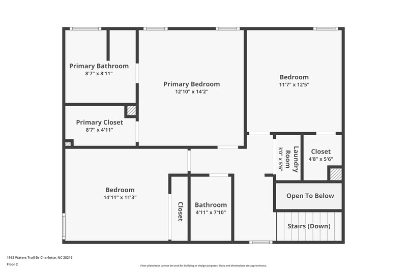 1,865/Mo, 1912 Waters Trail Drive Charlotte, NC 28216 Floor Plan View 2