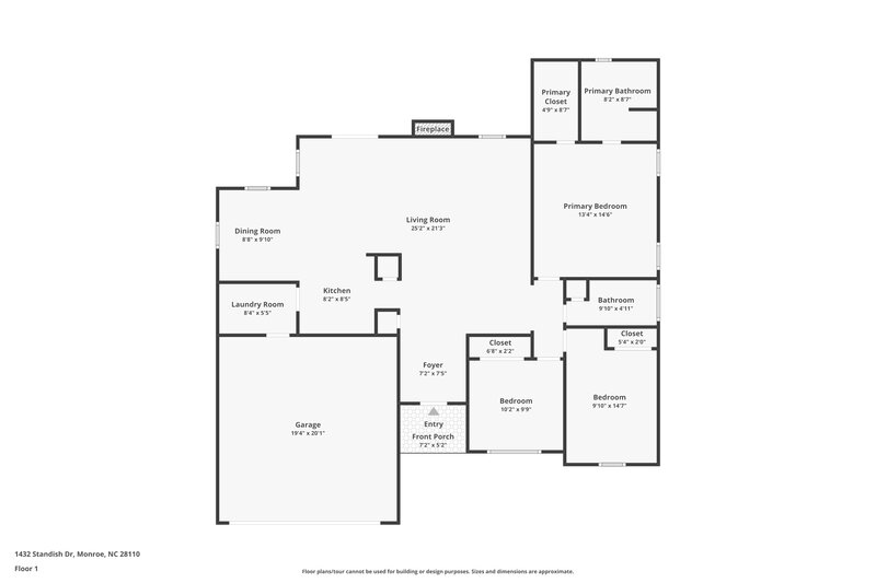 1,915/Mo, 1432 Standish Drive Monroe, NC 28110 Floor Plan View