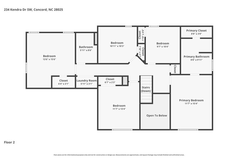 2,340/Mo, 234 Kendra Dr SW Concord, NC 28025 Floor Plan View 2