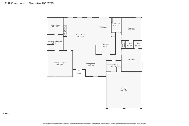 1,945/Mo, 12112 Chantress Ln Charlotte, NC 28215 Floor Plan View