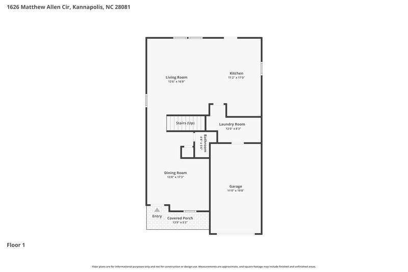 2,040/Mo, 1626 Matthew Allen Circle Kannapolis, NC 28081 Floor Plan View