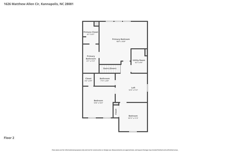 2,040/Mo, 1626 Matthew Allen Circle Kannapolis, NC 28081 Floor Plan View 2